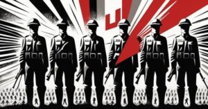 * **Symbolism:** A stylized, slightly cracked but unbroken black and white ribbon of the Solidarity movement, perhaps emerging from darkness or cracks in concrete.